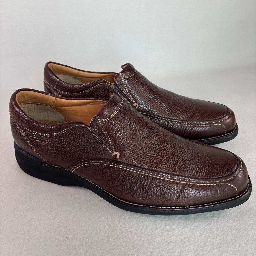 Johnston & Murphy Brown Pebble Leather Moc Toe Slip-On Loafer Rubber Sole 13M